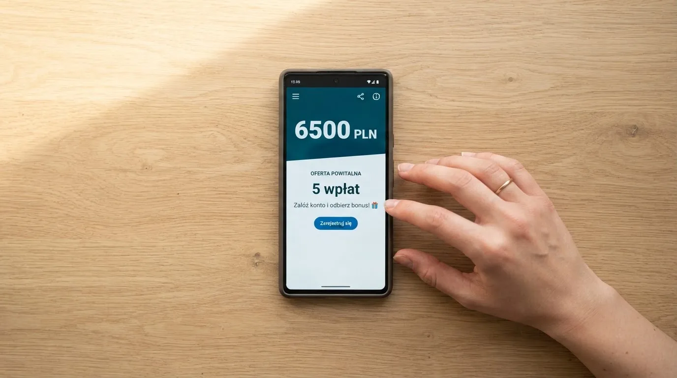 Ekran z warunkami bonusu powitalnego podczas rejestracji w kasynie online