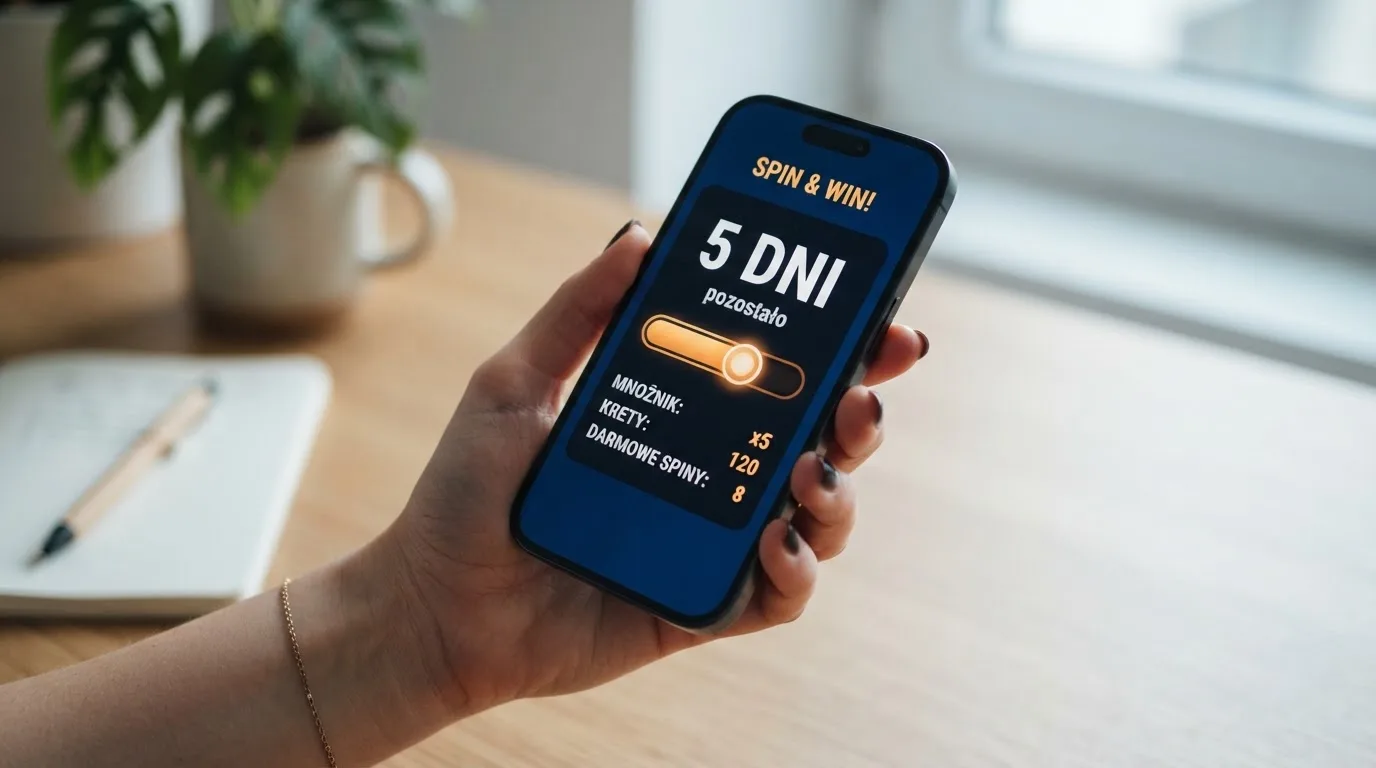 Zbliżenie na telefon z listą warunków promocji i licznikiem odliczającym dni do końca oferty