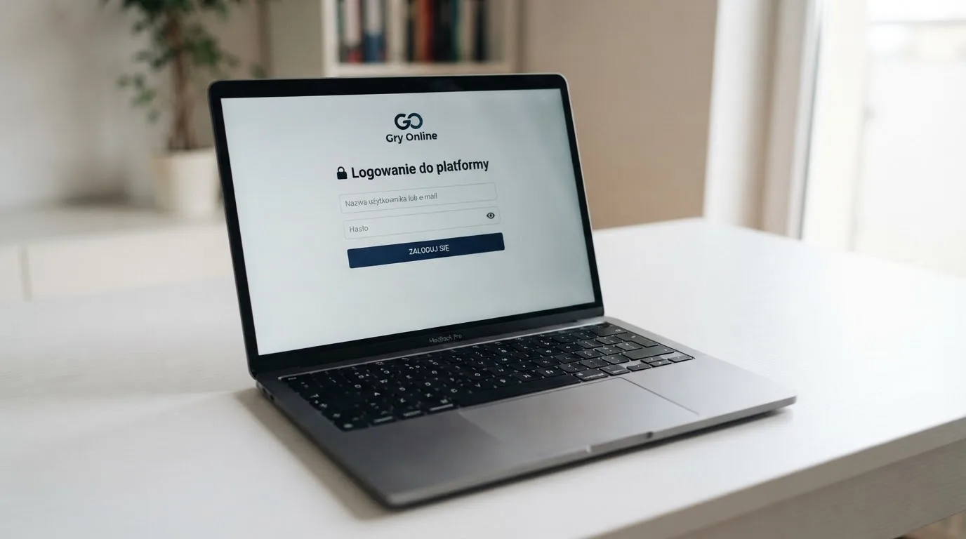 Strona logowania oficjalnej platformy Total Casino na ekranie laptopa, jedynego legalnego kasyna online w Polsce