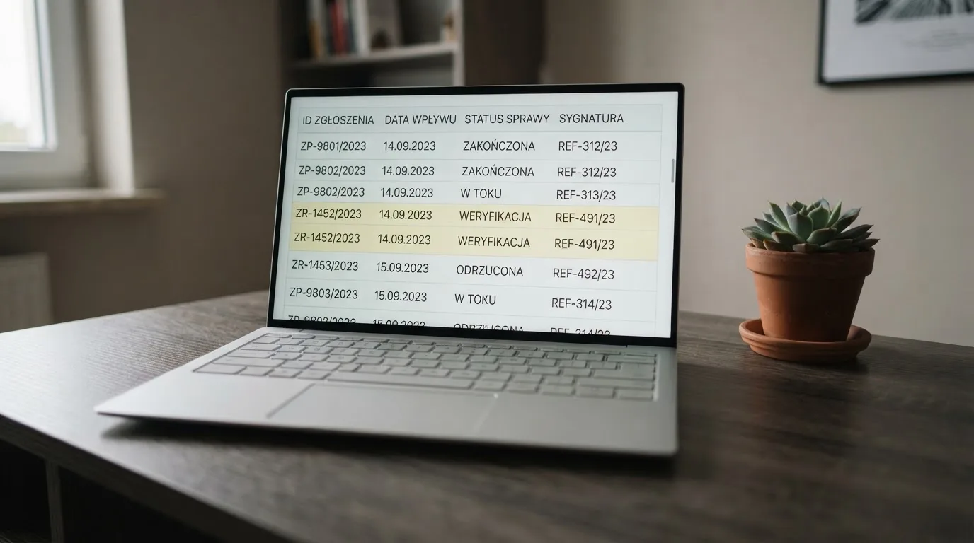 Ekran laptopa z otwartym rejestrem licencji regulatora z Curaçao, w którym jeden wiersz zaznaczono żółtym podświetleniem